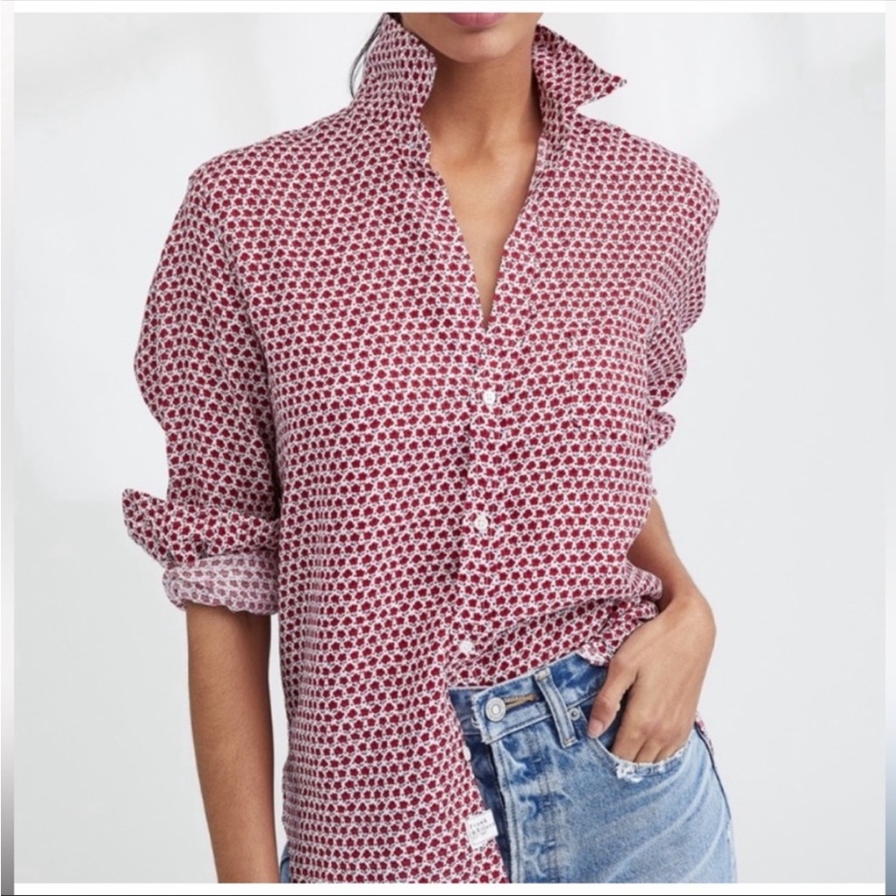 Frank & Eileen Eileen Long Sleeve Button Down Floral Print Linen Shirt Small